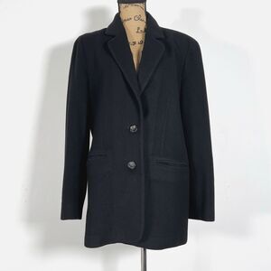 Vtg Fleurette 100% Cashmere 2 Button Ventless Blazer Jacket Womens Sz 12 Black